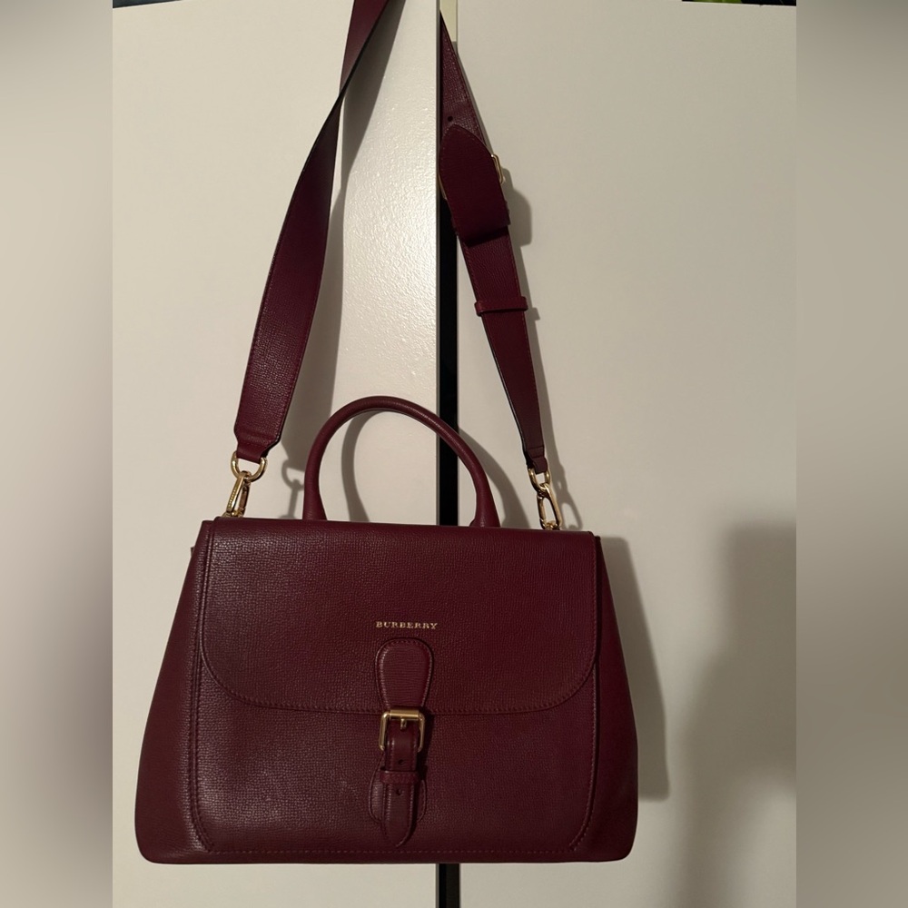 Burberry Deep Red Large Leather Satchel - Picture 2 of 9